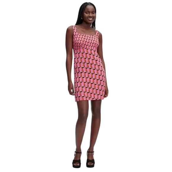 Diane Von Furstenberg X Target Y2K Art Deco Modern Geo Dress - Picture 1 of 8